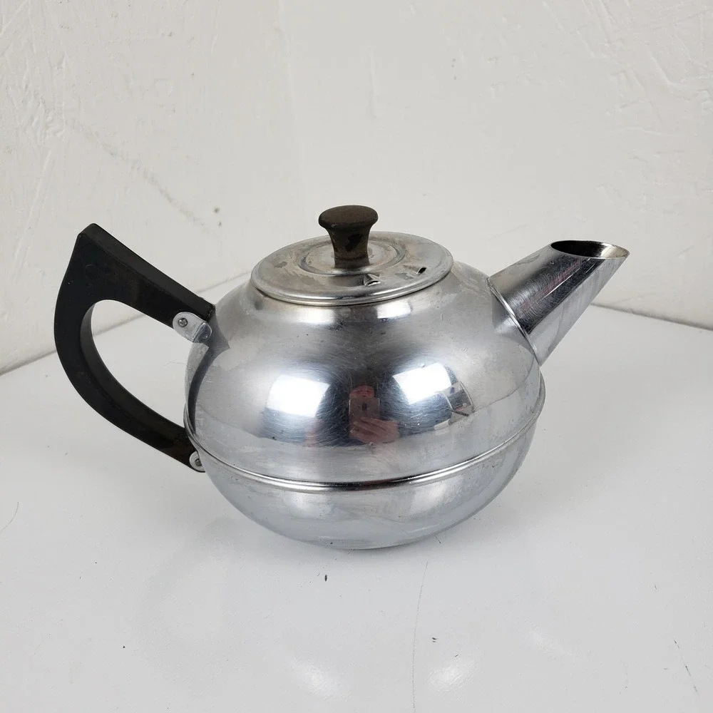Vintage Gil-Cor 4 Cup Teapot Chrome on Copper Made in New‎ Zealand Mid Century